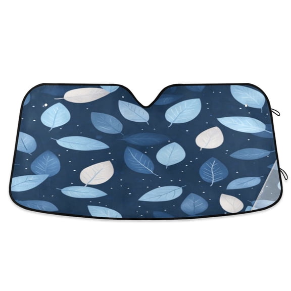 Car Sun Visor 55*27.6inch Windshield Sun Shield Car Sun Curtain Car Sun Shield Car Sun Insulation Suitable For Most Vehicles Dark Blue Leaves