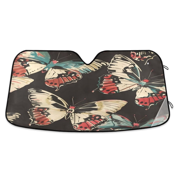 Car Sun Visor 55*27.6inch Windshield Sun Shield Car Sun Curtain Car Sun Shield Car Sun Insulation Suitable For Most Vehicles Giant Butterfly