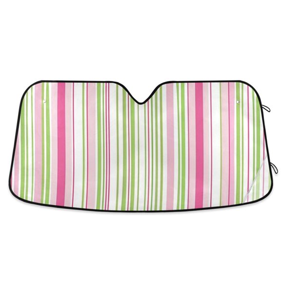 Car Sun Visor 55*27.6inch Windshield Sun Shield Car Sun Curtain Car Sun Shield Car Sun Insulation Suitable For Most Vehicles Green Vertical Stripe