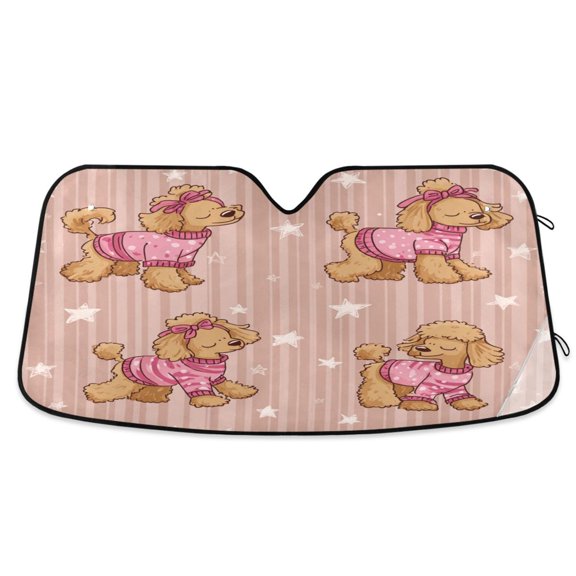 Car Sun Visor 55*27.6inch Windshield Sun Shield Car Sun Curtain Car Sun Shield Car Sun Insulation Suitable For Most Vehicles Pink Teddy Pattern