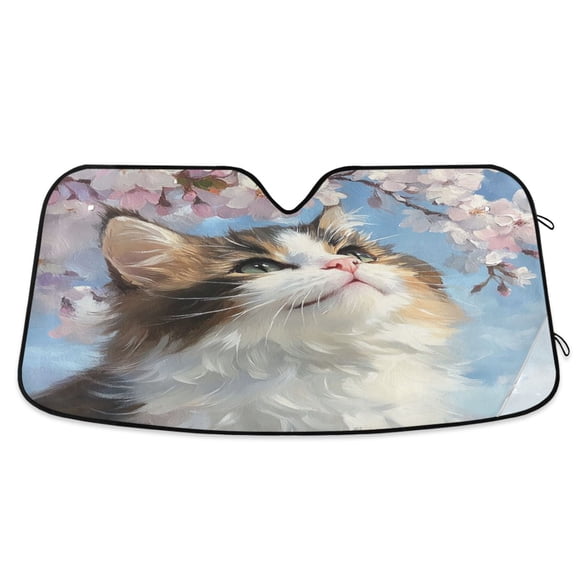 Car Sun Visor 55*27.6inch Windshield Sun Shield Car Sun Curtain Car Sun Shield Car Sun Insulation Suitable For Most Vehicles Upside-down Cat