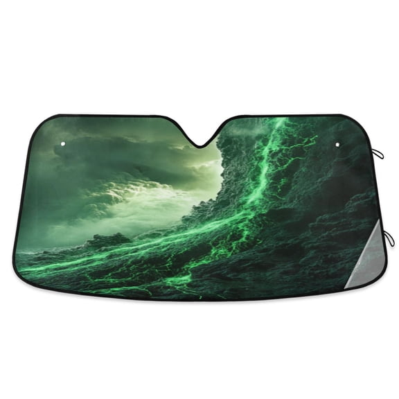 Car Sun Visor 57*31.5inch Windshield Sun Shield Car Sun Curtain Car Sun Shield Car Sun Insulation Suitable For Most Vehicles Green Lava Picture