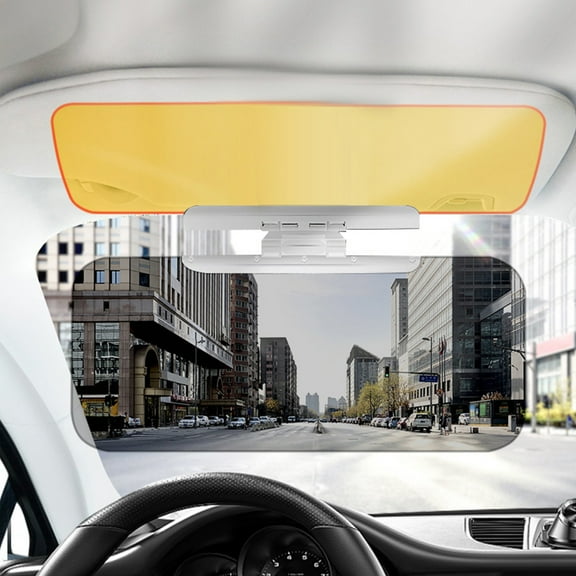 Car Sun Visor Anti-Glare Shield | Day & Night 2-in-1 UV Blocking Automobile Sunshade | Adjustable Anti-Dazzle Mirror | Fits Most Vehicles | Easy Install | Durable ABS | 12.6x4.7in | 1 Pack
