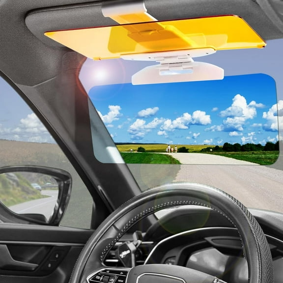 Car Sun Visor Extender, 2 in 1 Anti Glare Visor HD Car Sun Visor for Day Night Driving Car Visor Sun Blocker Adjustable Car Sunshade and Night Vision Visor Extender