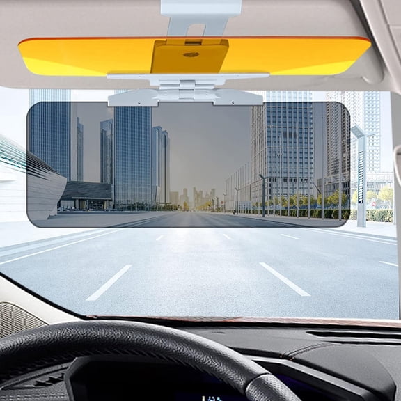 Car Sun Visor Extender, 2 in 1 Day & Night Anti-Glare UV Protection Visor, Adjustable Universal Clip-On Sunshade Blocker for Windshield, Secure Driving Visor Compatible with Most Vehicles