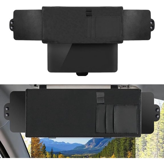 Car Sun Visor Extender, Adjustable Auto Sunshade Extender with Polarized Lens & Dual Side Blockers, Anti-Glare Windshield Extension Shade Protects from UV Rays