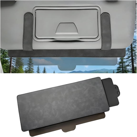 Car Sun Visor Extender, Anti Glare Adjustable 2 in 1 Vehicle Sun Blocker Extension with PC Len, Polarized Convenient Auto Windshield Sunshade Extender, Universal for SUV RV Truck (Black/Gray)