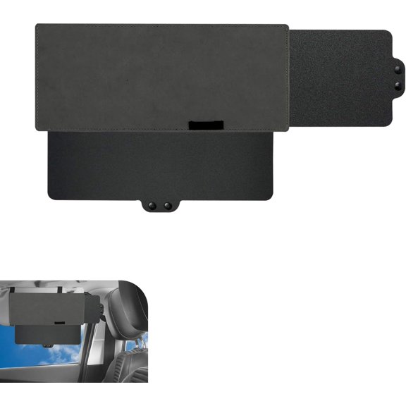 Car Sun Visor Extender, Dual-way Retractable Anti-glare Polarized Shield, Sun Protection Sunshade for Driver and Passenger Side, Safe Driving Accessory for Trucks SUVs Cars (Black)