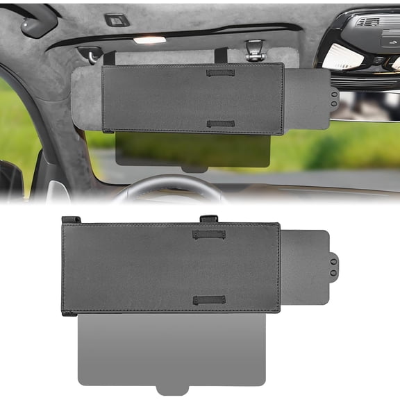Car Sun Visor Extender, Extension with Polycarbonate Lens and Side Sunshade, for Protects from Anti-Glare, Snow Blindness, UV Rays, Universal Cars, SUVs(Lens Black)