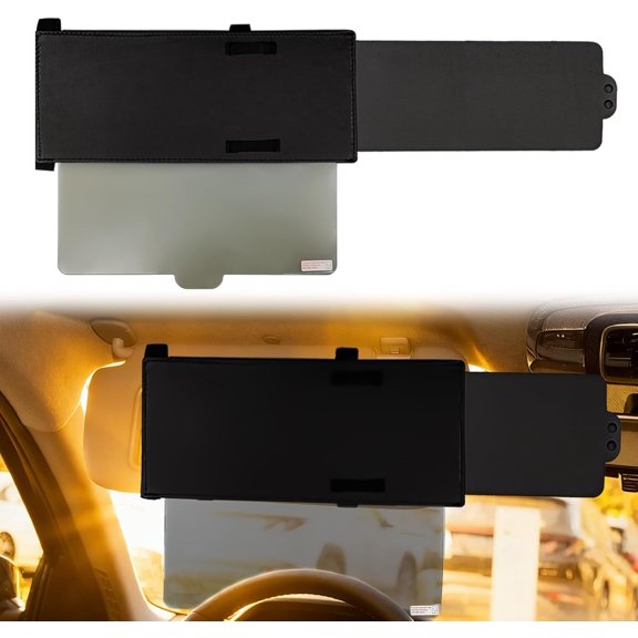 Car Sun Visor Extender with UV400 PC Lens & Polarized Side Sunshades - Anti-Glare Windshield Visor Attachment, Universal Fit for Most Cars, Safe Driving Essential (Brown)