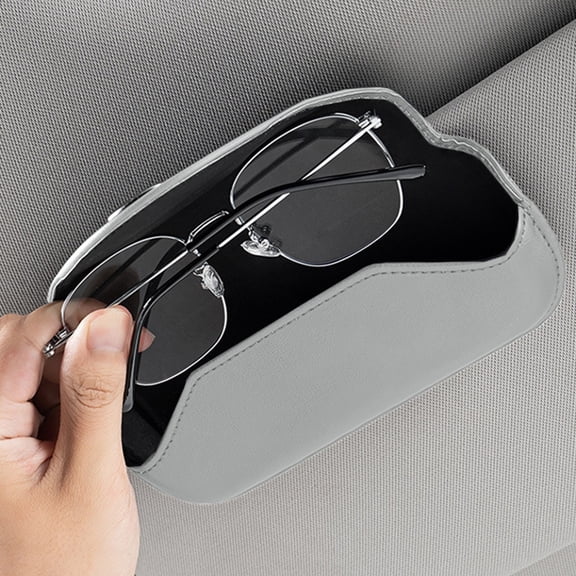 Car Sun Visor Eye Box,Visor Sunglasses Holder,Magnetic Sunglass Case for Car Visor Clip,Soft Leather Car Glasses Holder,For All Models Card Key Small Items,Universal Car Interior Accessories