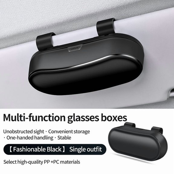 Car Sun Visor Glasses Holder Organizer with Card Storage, Scratch-Resistant Microfiber Lining, One-Handed for ACCESS for Sunglasses and Cards, Fit for Most Vehicles(Black)