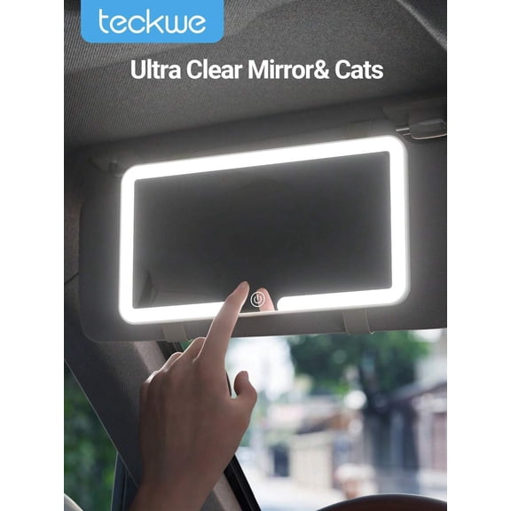 Car Sun Visor LED Cosmetic Mirror, Rechargeable Lighted Makeup Mirror with 3 Light Modes, Dimmable Touch Control Clip-On Vanity Mirror for Car, Truck, and SUV