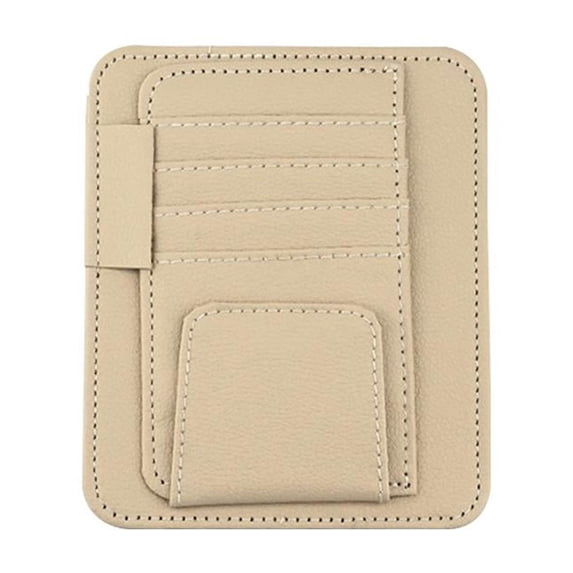 Car Sun Visor Organizer with Multi-Pockets, Adjustable Sunglasses Holder, Made of PU Leather for Auto Interior Use