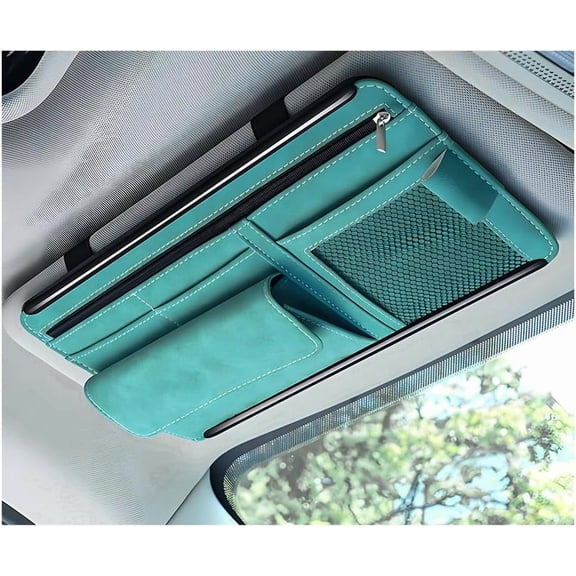 Car Sun Visor Organizer, Soft Leather Surface Eyeglasses Note Card Holder Car Storage Bag, Scratch - Resistant Waterproof Auto Sunshade Organizer Bag, Car Accessories
