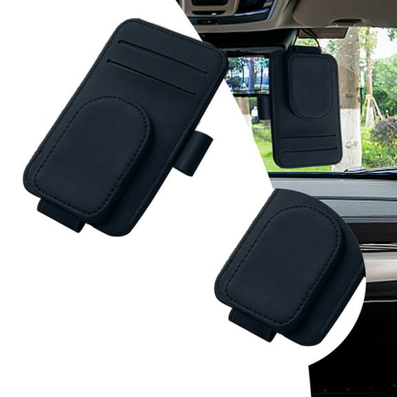 Car Sun Visor Organizer with Mount Durable PU Leather Storage Pouch for Vehicle Interior Accessories