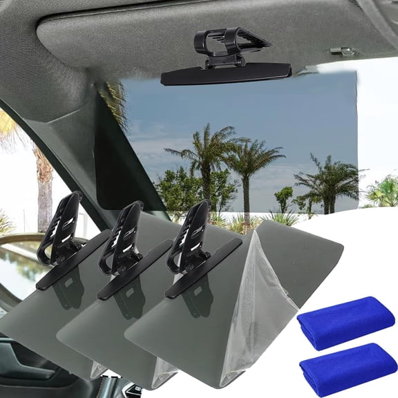 Car Sun Visor with Polarized Glare Protection,Sun Glare Blocker for Driving,Anti-Glare Driving Visor for Sun Glare & Snow Blindness,Visor Extender Attachment for Car Visor,Polarized Sun Visor (3Set)