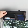 thumbnail image 1 of Car Sun Visor Storage Bag, Leather Multi Compartment Design, Glasses and Card Organizer, Easy Visor Mount, Vehicle Storage Pouch for 4th of July Holiday Travel Daily Car Use, 1 of 6