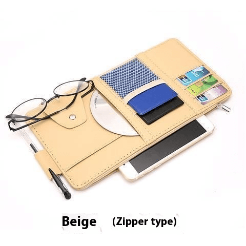 Car Sun Visor Storage Bag Multi-Functional In-Car Glasses Holder Card Holder Driver's License Receipt Organizer