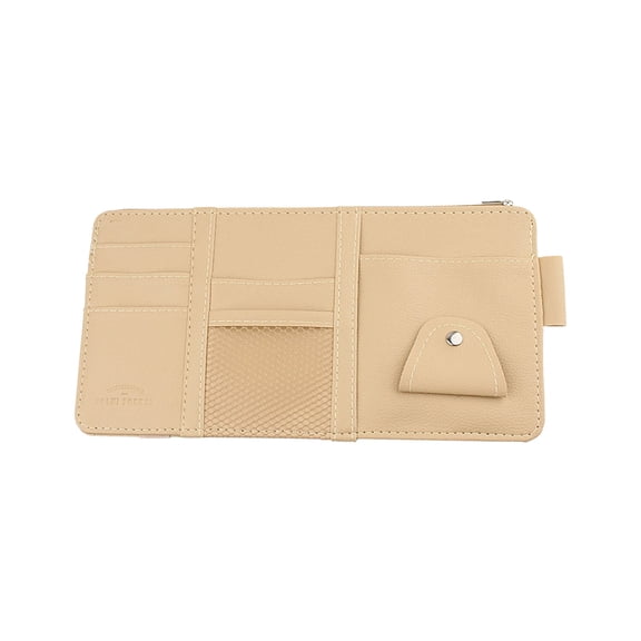 Car Sun Visor Storage Organizer, Storage Pouch For Car Truck SUV Accessories, Sunglasses Holder And Net Zipper, Pocket Organizer Sunglasses Pen Key Lipstick-beige