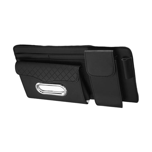 Car Sun Visor Storage Organizer, Sunglasses Holder With Tissue Holder, Storage Pouch For Car Truck SUV Accessories, Pocket Organizer Sunglasses Pen Key Lipstick-black