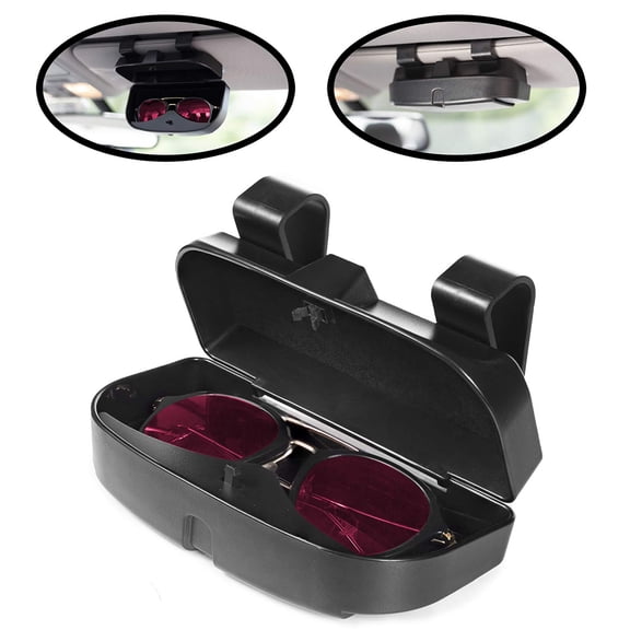Car Sun Visor Sunglasses Case Holder Fits All Vehicle Models, Eye Glasses Organizer Box with Double Snap Clip Design, Great To Protect Your Glasses From Scratching Or Breaking
