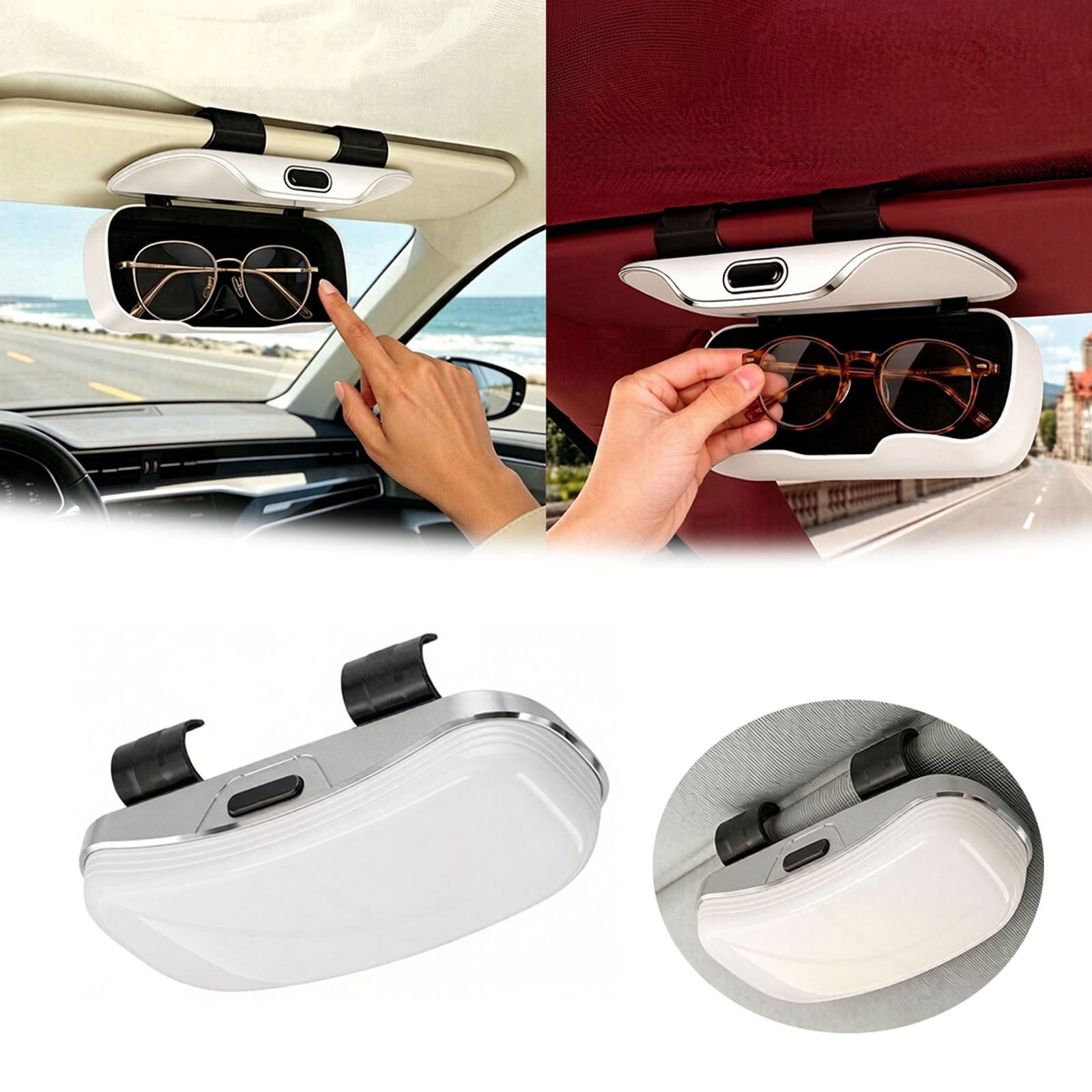 Car Sun Visor Sunglasses Holder, Universal Clip-On Eyeglasses Storage ...