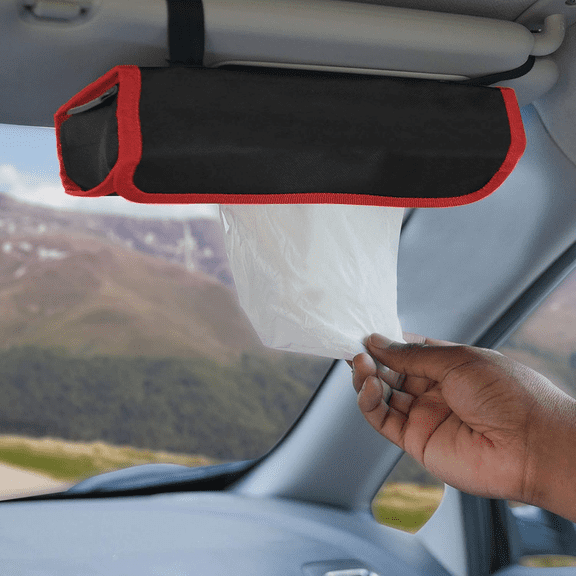 Car Sun Visor Tissue Holder, Tissue Case for Cars, for Vehicle Visor Organizer, Includes 2 Packs of Tissues, Red