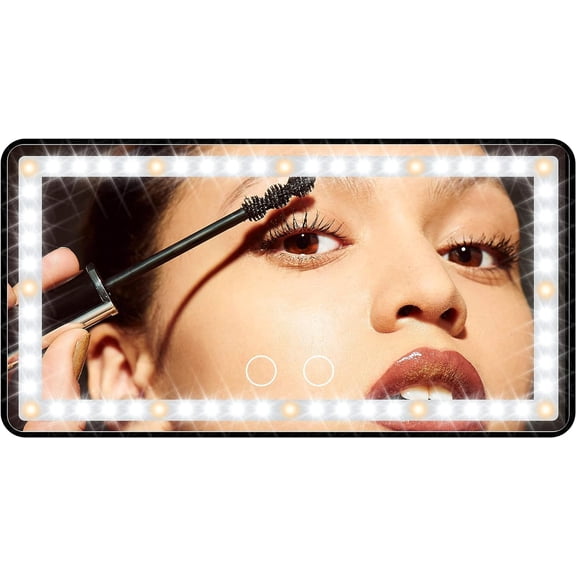 Car Sun Visor Vanity Mirror with Lights, Rechargeable Car Makeup Mirror Accessories, Birthday Gifts for Women Girl, 3 Light Modes, Dimmable Touch Led Screen, Universal for Car Truck