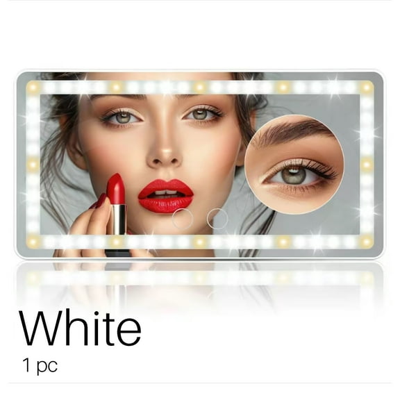 Car Sun Visor Vanity Mirror with Lights White 1pc, USB Rechargeable Makeup Mirror with LED Light, Rear View Sun-shading Cosmetic Mirror with 3 Modes for Girls, Car Interior Accessories Gadgets