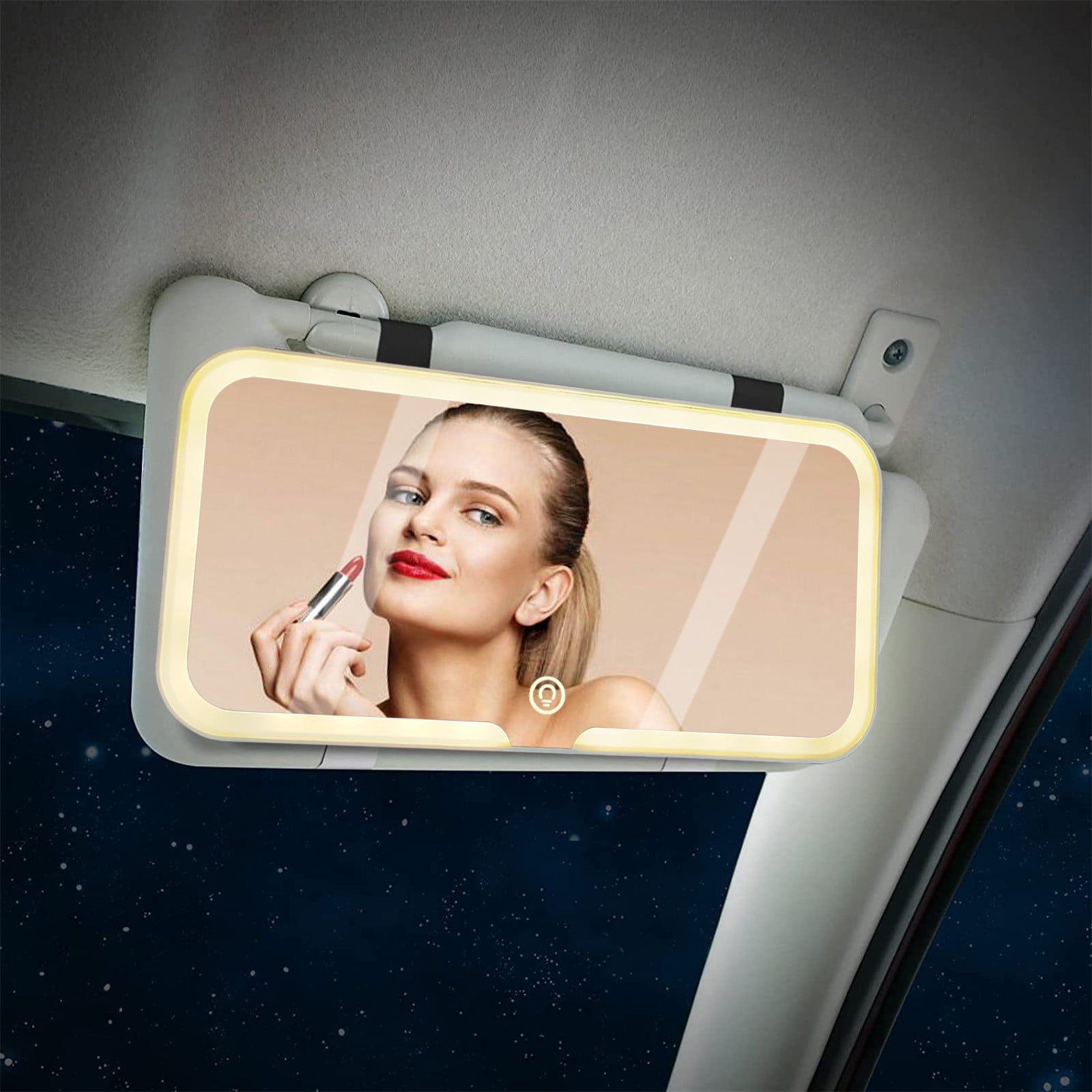 Car Sun Visor Vanity Mirror, Rechargeable 3-Mode Dimmable Light, Clip ...