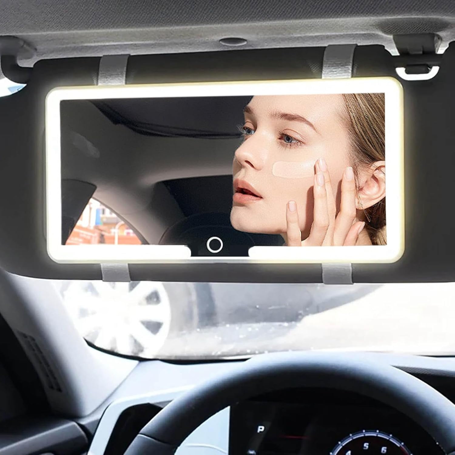 Rechargeable Car Sun Visor Vanity Mirror With 62 LED Lights & 3 Modes - Dimmable Touch Control For Makeup On-The-Go