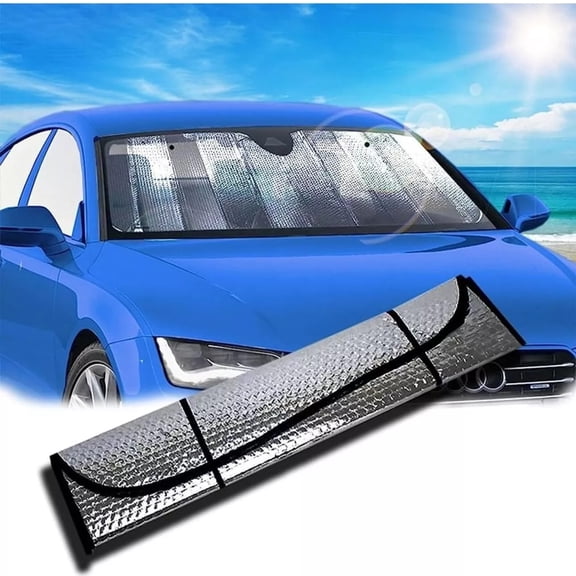 Car Sun Visor Windshield Cover - Custom Made with Thick Thermal Insulation Fabric. Maximum Heat Blocking Coating, Suitable for Everyone, Ensure a Cool Sedan Interior