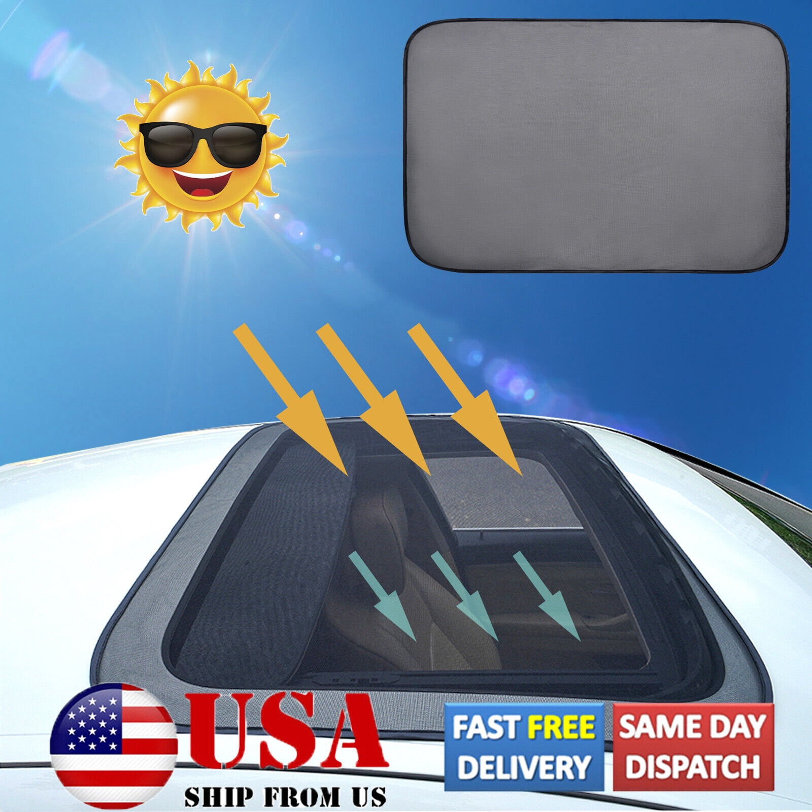 Car Sunroof Sun Shade Moonroof Mesh Car Roof Cover Camping Bugs Screen