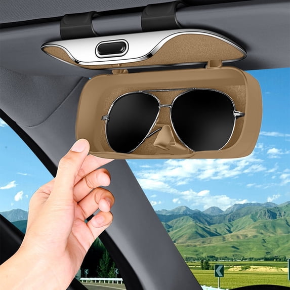 Car Sunshade Sunglasses Case, Multifunctional Glasses Holder and Bill Storage Box, Vehicle Dashboard Organizer, Practical Interior Car Accessory