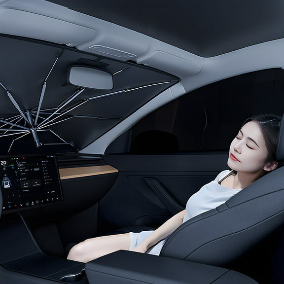 Car Sunshade Umbrella Front Windshield Portable Allseason Protection Opening Thermal Insulation Umbrella Sunshade Panel Telescopic Bent Rod For Use In Vehicles