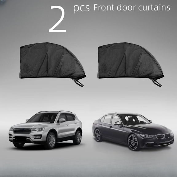Car Sunshades And Mosquito Net Curtains, Breathable Mesh Protection for Front And Rear Windows, Easy to Install, Vehicle Screens-2pcs/set/front windowBlack