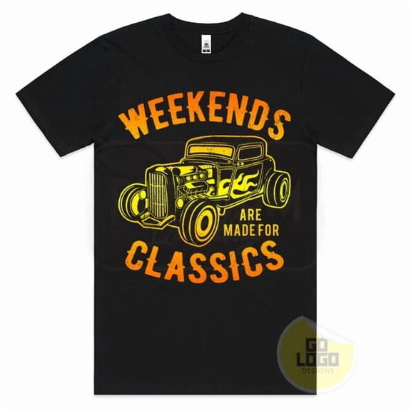 Car T-Shirts Faded Old WEEKENDS ARE MADE FOR CLASSICS Hot Rod Garage TShirt Gift