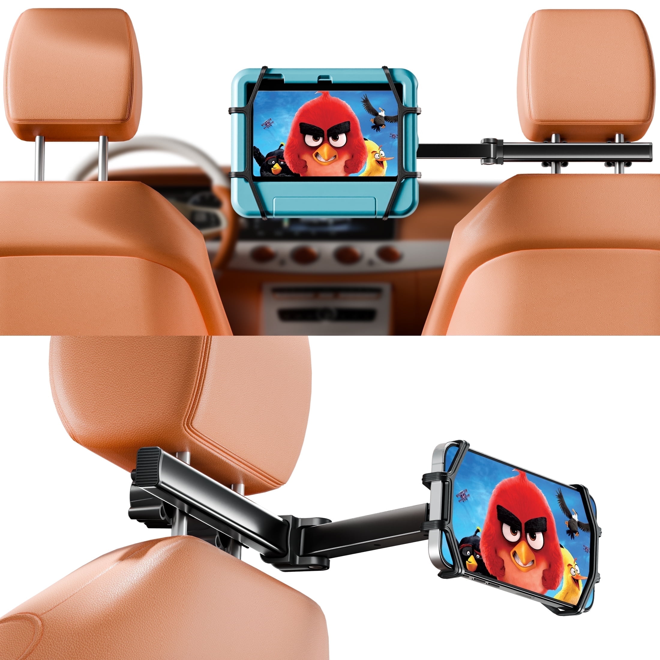 Car Headrest Tablet Holder For Kids, 360 Rotation Silicone Holder Tablet Stand, Adjustable Headrest Mount Fits For 4.7-13" Phone, IPad Pro/Air/Mini - View #4
