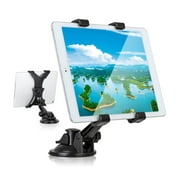 Car Tablet Mount, TSV Tablet Holder for Windshield Dashboard, 360 Rotating Universal Suction Cup Bracket Fit for iPhone, iPad Mini Air, Samsung Galaxy Tab