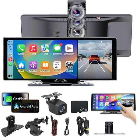 Car Tablet Pro Max 2025, Cartablet Pro Max 2025 Model, 10.26" HD Touch Carplay & Android Auto Screen, 4K Dash Cam Dual Camera with Voice Control, Mirror Link, Bluetooth, GPS Navigation, AUX/FM