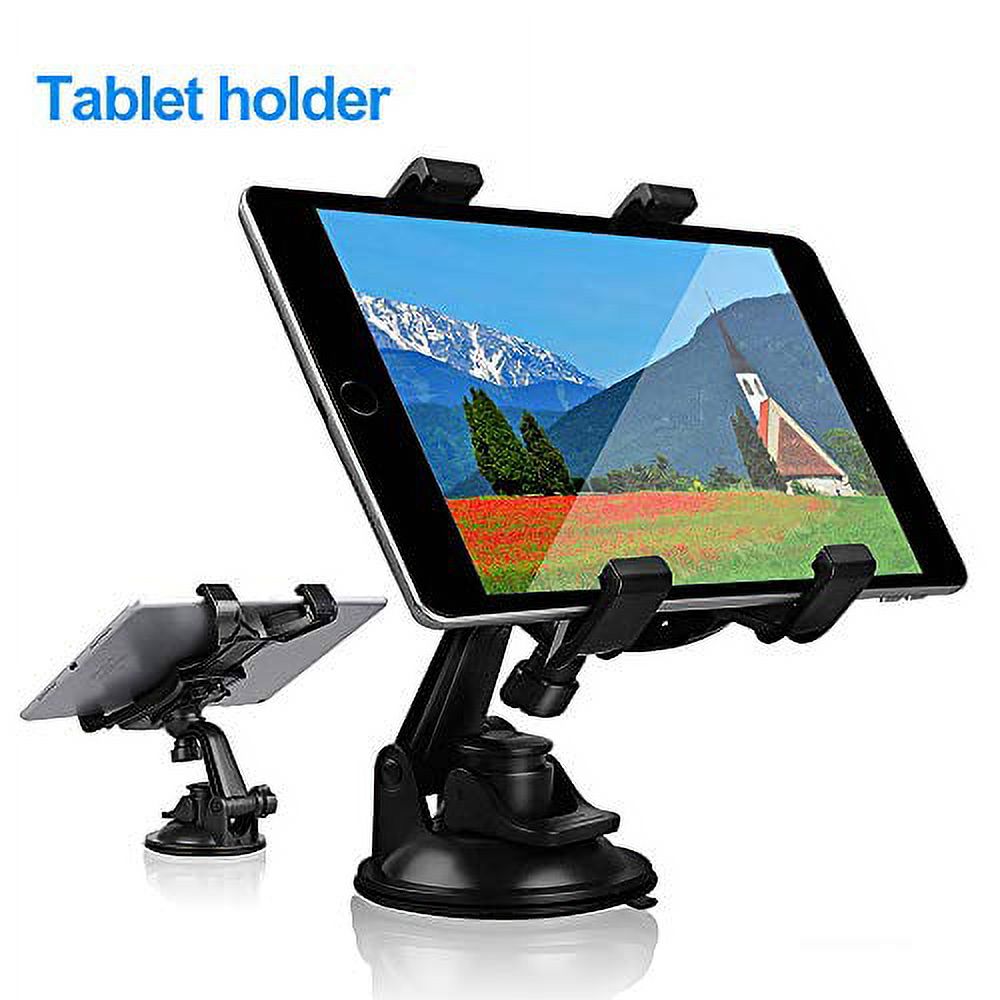 Car Tablet iPad Holder Mount, Suction Cup Tablet Holder Stand for Car Windshield Dash Desk Kitchen Wall Compatible with iPad Mini Air Samsung Galaxy Tab A S Series All 7-10 inches Tablet - image 1 of 3