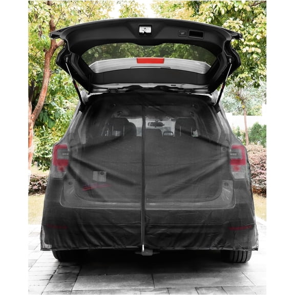 Car Tailgate Mesh Screen for SUV Camping, 59x71 Inches Magnetic Car Trunk Mosquito Net for Ventilation and Bug Protection to Camping, Road Trips, Fishing, and More Black