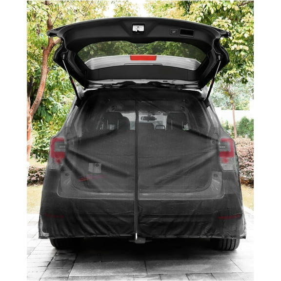 Car Tailgate Mesh Screen for SUV Camping, 59x71 Inches Magnetic Car Trunk Mosquito Net for Ventilation and Bug Protection to Camping, Road Trips, Fishing, and More Black