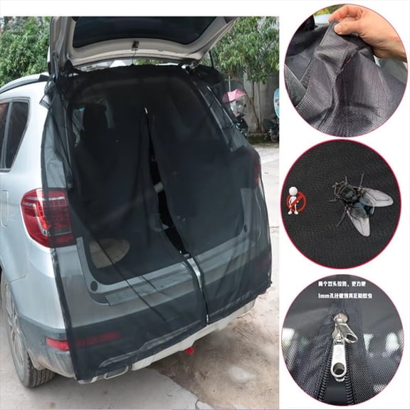 Car Tailgate Screen, Mosquito Net for Car Trunk with Zipper for Ventilation and Insect Protection for Camping Use, 63x59Inch
