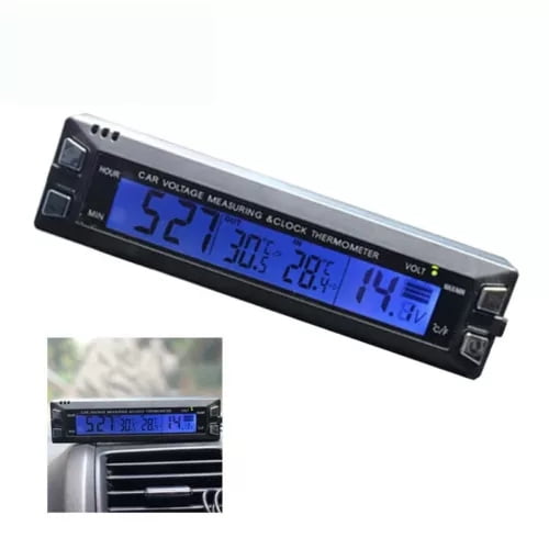 Car Temperature Clock Dashboard LCD Screen Voltage Alarm Thermometer Voltmeter 3 in 1 Car Clock Thermometer