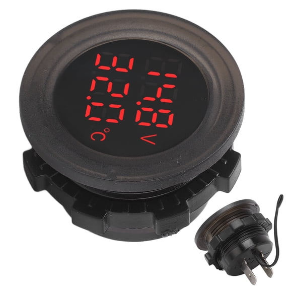Car Temperature Monitor Car Battery Voltmeter, Dual Display Temperature Voltmeter Clear Stable Display for Car