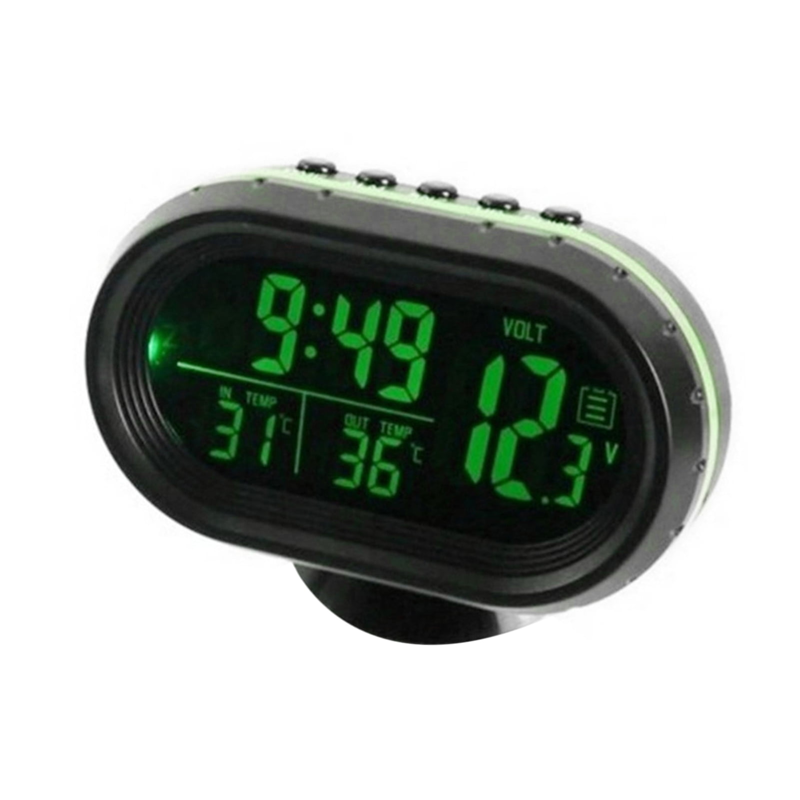 Car Thermometer Digital Clock DC Automobile Clock LED Lighted Auto Dual  Temperature Gauge Voltmeter Voltage Tester 