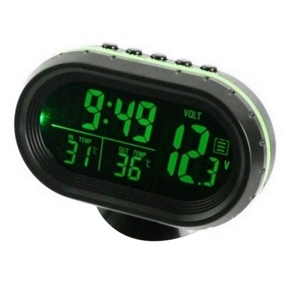 Car Thermometer Digital Clock DC Automobile Clock LED Lighted Auto Dual Temperature Gauge Voltmeter Voltage Tester