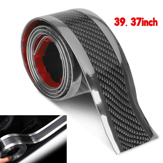 Car Threshold Protective Sticker, Carbon Fiber PVC Vehicle Door Sill Protector, Anti-Scratch Protection Strip Sticker